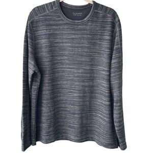 All Saints Garnet Long Sleeve Crew Sweater Gray Stripe Size XL